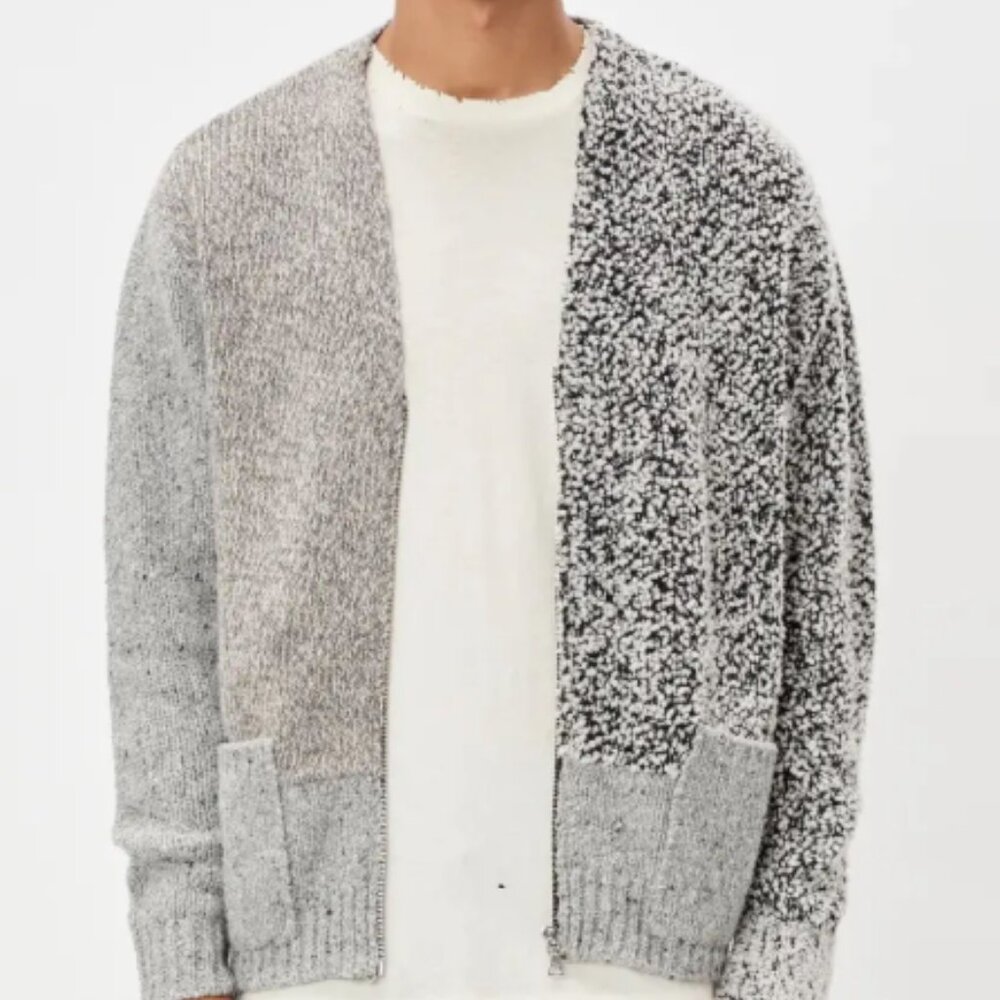 JOHN ELLIOT - MIXED CASHMERE ZIP CARDIGAN SIZE M